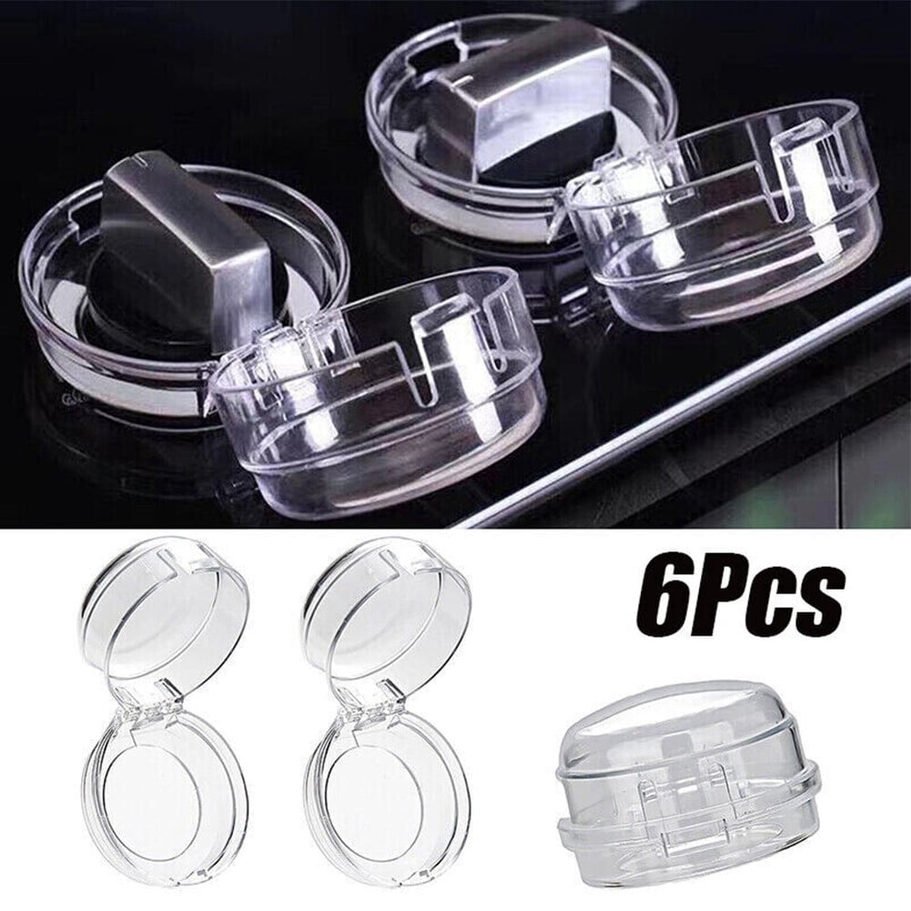 6PCS Gas Stove Oven Knob Cover Padlock Lid Lock Protector Baby Kitchen Safety