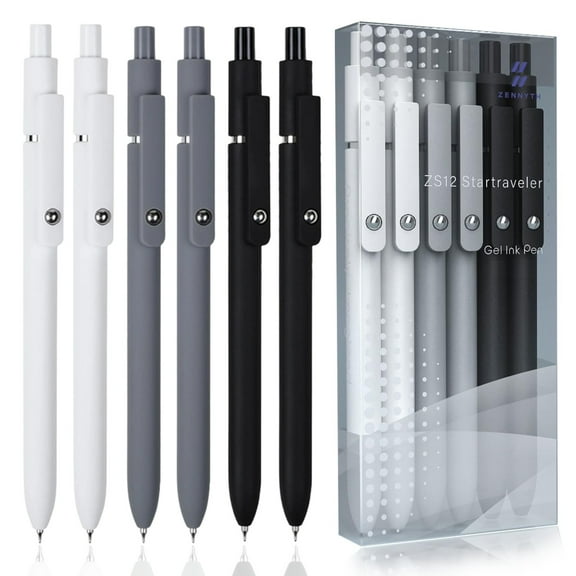 6PCS Gel Pen Set, Retractable Gel Pen, Quick Drying Ink Pen, Fine Nib, Advanced Smooth Writing Pen, Aesth