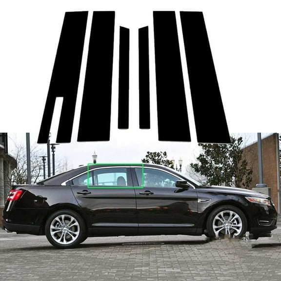 6PCS Glossy Black Window Door Pillar Posts Cover Trim For 2010-2019 Ford Taurus w/Keypad