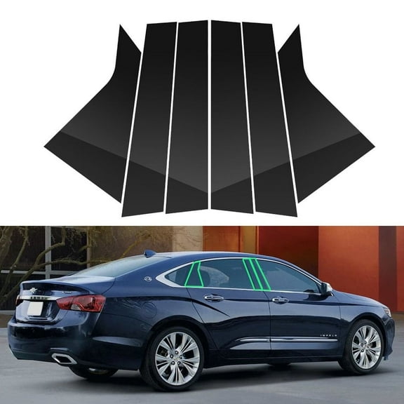 6PCS Glossy Piano Black Pillar Posts Window Door Trim Cover For Chevrolet Impala 2014-2020