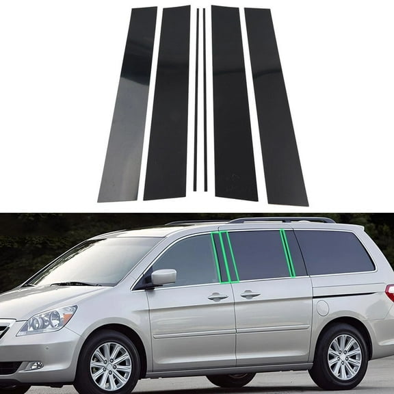 6PCS Glossy Piano Black Pillar Posts Window Trim Covers For 05-10 Honda Odyssey
