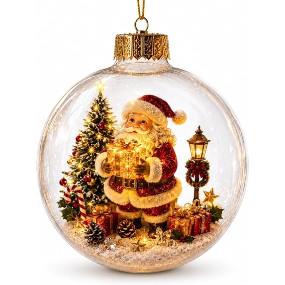 6PCS Glowing Christmas Ornaments - Mini Gold Light-Up Christmas Ball Ornaments - Christmas Tree Ornament with Warm LED Light for Tree Mantel, Holiday Scene Decoration & Gift