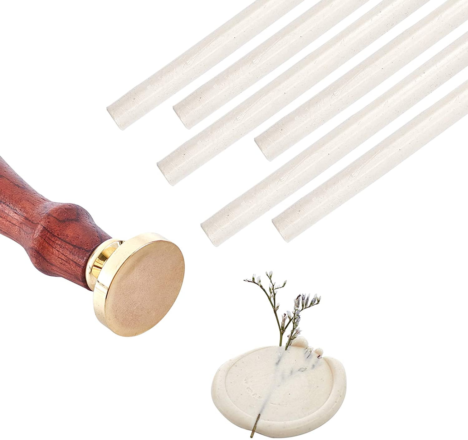 6PCS Glue Gun Sealing Wax Sticks White 25mm SolidBrass Head Wax Seal Sticks White