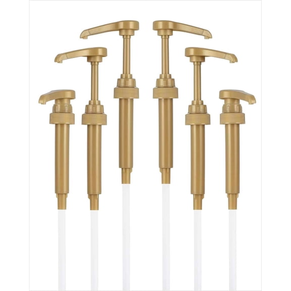 6PCS Gold Coffee Syrup Pump Dispenser for 750ml Bottles, Coffee Flavoring Syrup Bottle Pumps, Fits 25.4 oz Syrup Bottles