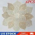 thumbnail image 1 of 6PCS Gold Placemats for Dining Table,Hollow Out Hibiscus Flower Place Mats Decor, 1 of 6
