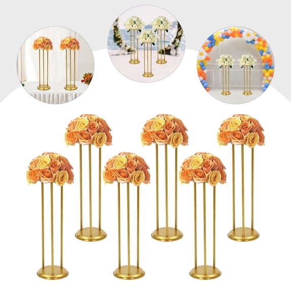 6PCS Gold Wedding Flower Stands Anniversary Party Decorative Flower Stand Table Centerpieces Decor