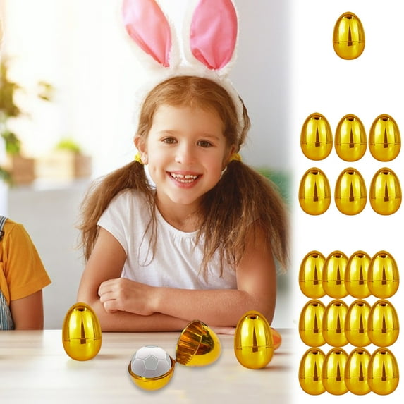 6PCS Golden Fillable Plastic Easter Eggs - 2.36inch Empty Surprise Eggs for Easter Egg Hunts,Basket Stuffers & Toddler Toy Treat Fillers DIY Crafts Party Favor