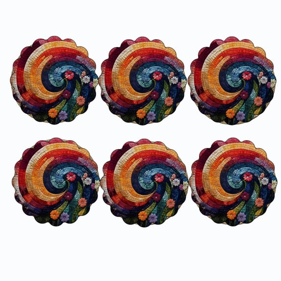 6PCS Gradient Woven Rattan Round Placemats, Heat Resistant Dining Table Coasters, Handcrafted Decorative Table Mats For Home Kitchen Restaurant Table Setting