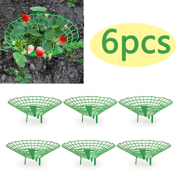 6PCS Green Strawberry Planter Stand with 3 Sturdy Legs - Strawberry Support Cage, Potted Plant Holder for Anti-Rot And Fruit Protection