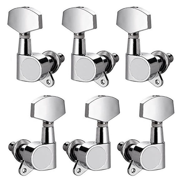 6PCS Guitar String Knob High Hardness Metal Chrome Guitar Machine Head Knob for Replacement