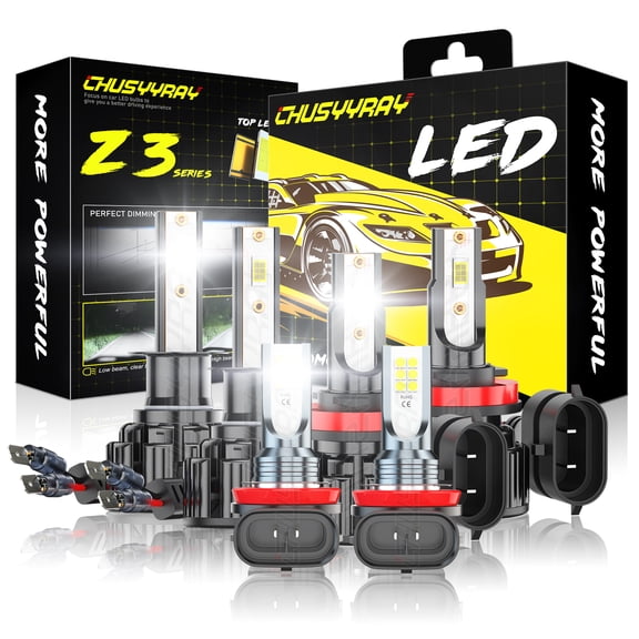 H1+H11+H11 For Ford Fiesta 2014-2016 LED Headlights High Low+Fog Light 6pcs Car Bulbs