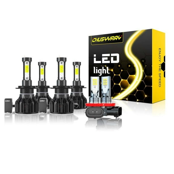 6PCS H7+H7 Led Headlight High Low Beam+H11 Fog Light Bulbs Conversion Kit Canbus Ready