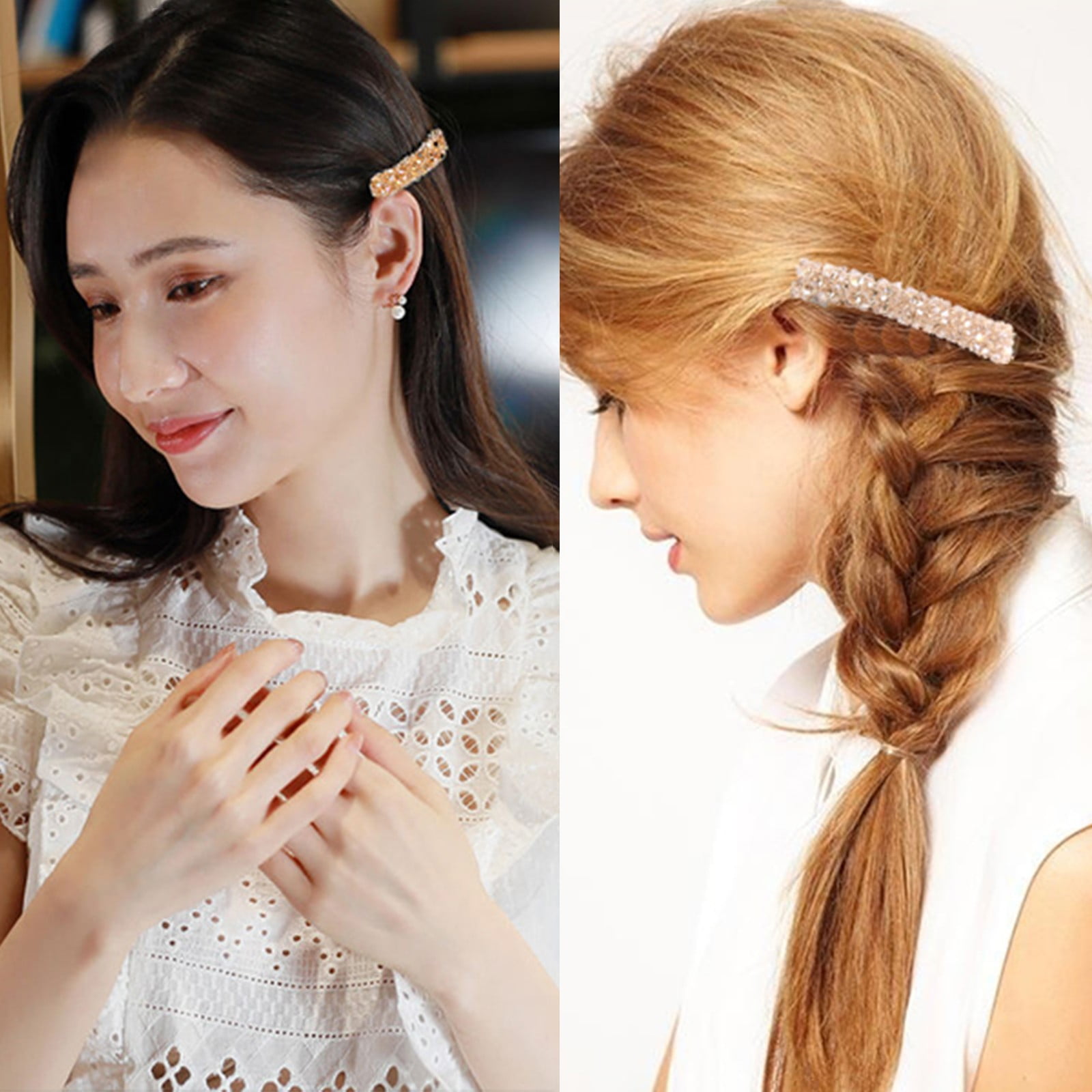 6PCS Hair Barrette Rhinestone Hair Clip Decorative Hair Side Clip Hair