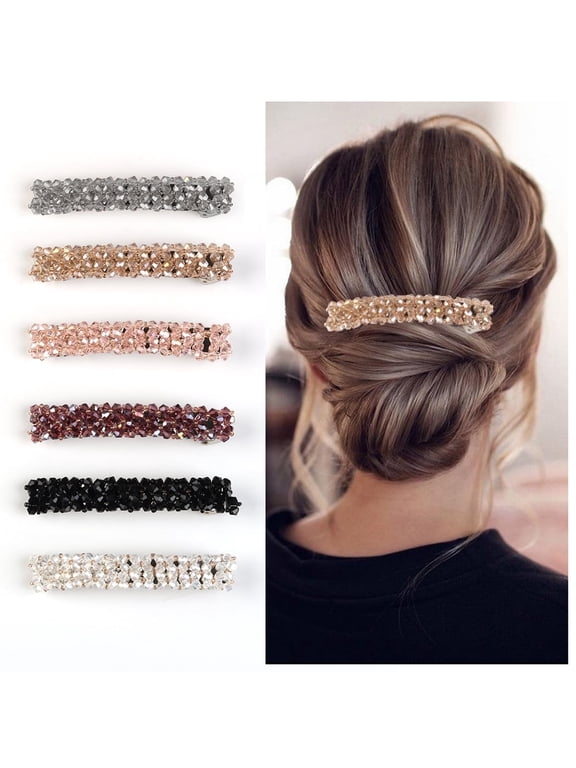 6-Piece Prom Adult Hair Barrettes Multicolor Rhinestone Hair Clips for Women Decorative Hair Pins Hair Accessories for Ladies