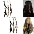 thumbnail image 1 of 6PCS Hair Feather Clips with Braided Beads Extensions for Women Girls Party Accessories 6PCS, 1 of 8