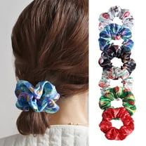 6PCS Hair Scrunchies Soft Painting Silk Scrunchies Satin Scrunchies Elastic Scrunchies for Women and Girls Xmas Gift