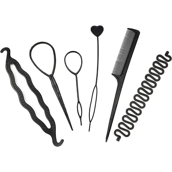6PCS Hair Styling Accessories, Topsy Tail Hair Tool, Hair Braiding Tools, Hair Loop Styling Tools, Hair Pulling Tools with Rat tail comb