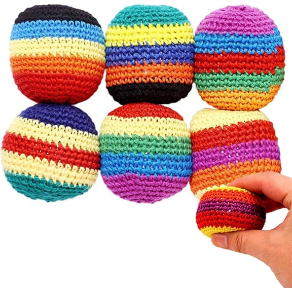 6PCS Hand-Knitted Hacky Footbags, Professional Ready-to-Use Hacky Balls for Juggling, Footbag Skills Training, Hacky Sack Balls for Beginners & Experts, Durable Knitted Footbags Set 2026 Upgrade