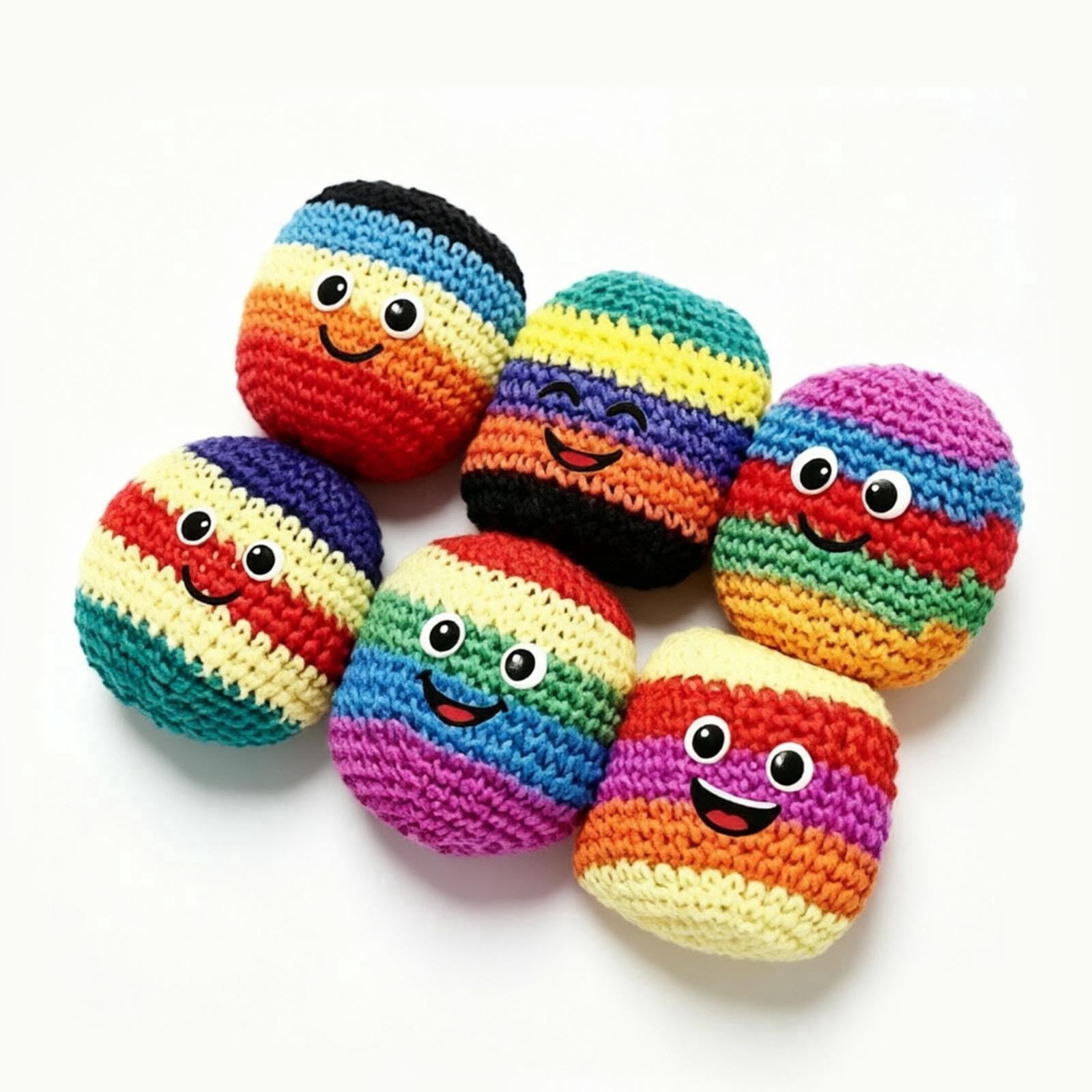 6PCS Hand-Made Knitted Footbag Sack, Assorted Foot Bag Crochet Hacky ...