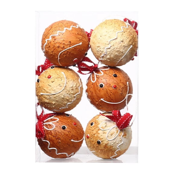 6PCS Hand-Painted Christmas Ball Ornaments, 8cm Foam Shatter-Resistant Hanging Tree Decorations, Lightweight Holiday Decor, Brown