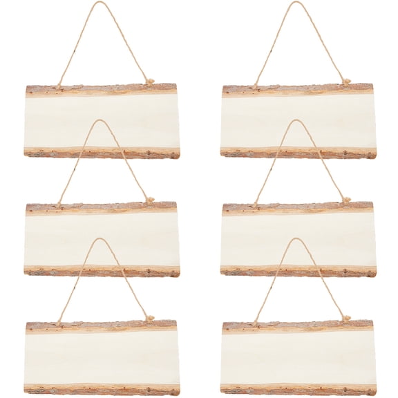 6PCS Hanging Wood Signs Wood Rectangle Plaque Wooden Slice