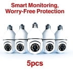 6PCS Hawkray Security Camera with Spotlight, 360 Panoramic View Wireless Solar Outdoor Camera, IP66 Waterproof, PIR Detection, Supports Color Night Vision and Two-Way Audio.