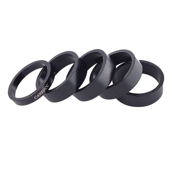 6PCS Headset Spacer Bike Handlebar Stem Spacers Aluminum Alloy Headset Stem Spacer Set 1/8-Inch Stem for Road Bikes 2MM 3MM 5MM 10MM Black