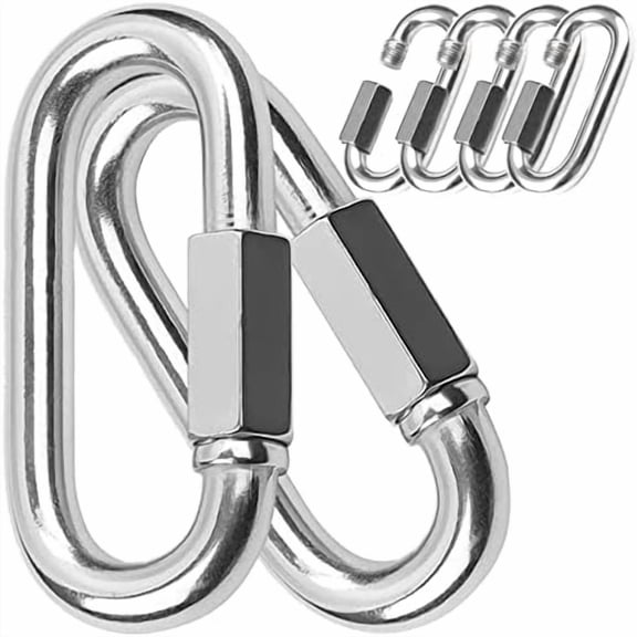6PCS Heavy Duty 1/2-Inch Quick Link, M12 Chain Connector Links for Heavy Uses, D Shape Locking Carabiner Clips with 2500lbs Capacity, Galvanized Thread Quick Link for Swing Set Tow Chains Gym