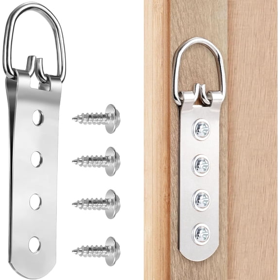 6PCS Heavy Duty D Ring Picture Hangers, 4 Holes Extra Large Strap Hanger with 24pcs Screws, Metal Picture Hang Solutions for Mirrors, Picture Frame, Paintings