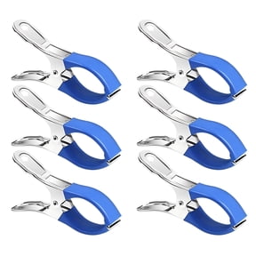 6PCS Heavy Duty Plastic Clamp Clips, Large Multipurpose Utility Clips for Laundry, Towels, Blankets, Pool Cover and Bag Sealing, Windproof Outdoor Clamp Clips, Blue