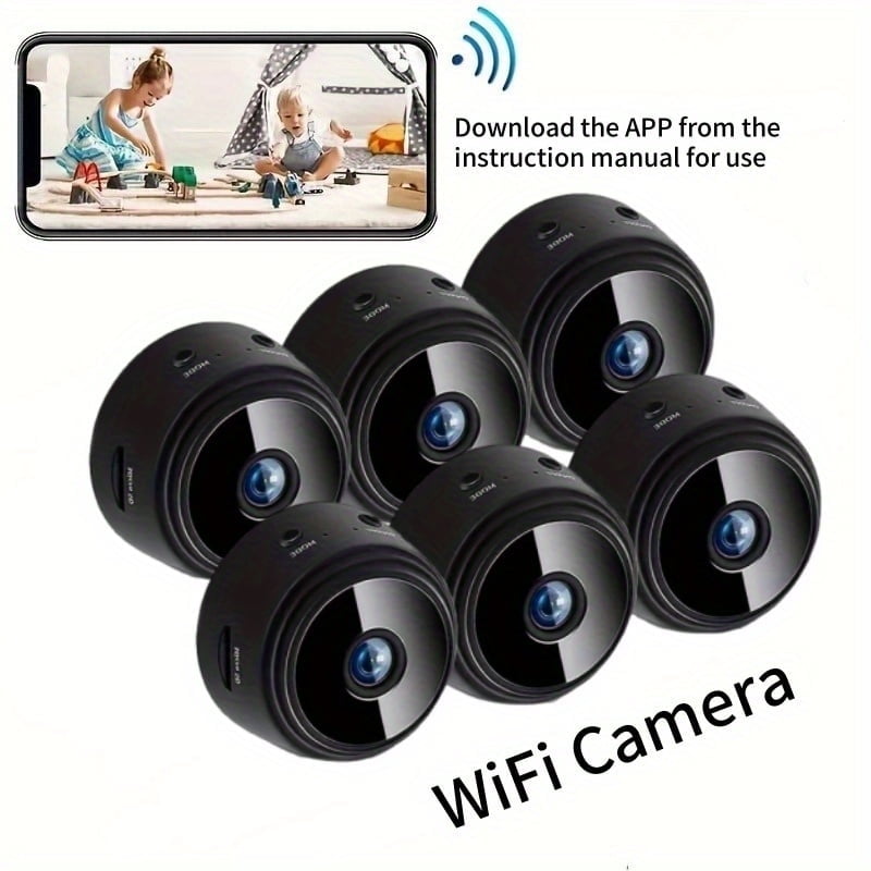 6PCS,Home Mini Smart Indoor Camera Small Outdoor Portable Cameras Tiny House Nanny Pet Dog Cam Wide Angle Night Vision Motion Detection