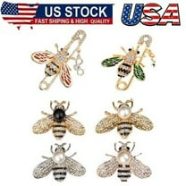 6PCS Honeybee Bee Brooch Pins for Women Fashion Set Rhinestone Brooches Elegant