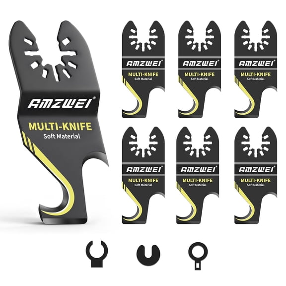 6PCS Hook Knife Oscillating Multi Tool Blade, Triped-Edge Push Pull Scraper Saw Blades for Roofing Shingles, PVC Floor Carpet, Cardboard Cutting, Compatible with Dewalt Milwaukee Craftsman