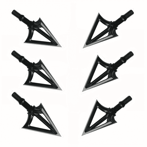 6PCS Hunting Broadhead 100 Grain Premium Solid Arrow Tip 3 Fixed Blade Archery Black Arrowhead for Crossbow and Compound Bow