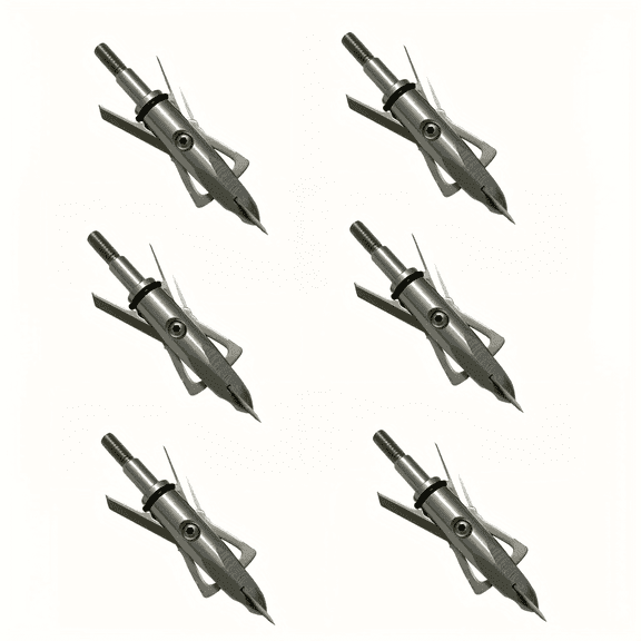 6PCS Hunting Broadhead, Crossbow X, 2-Blade 100 Grain 2" Cutting Dia Archery Arrow Broadhead