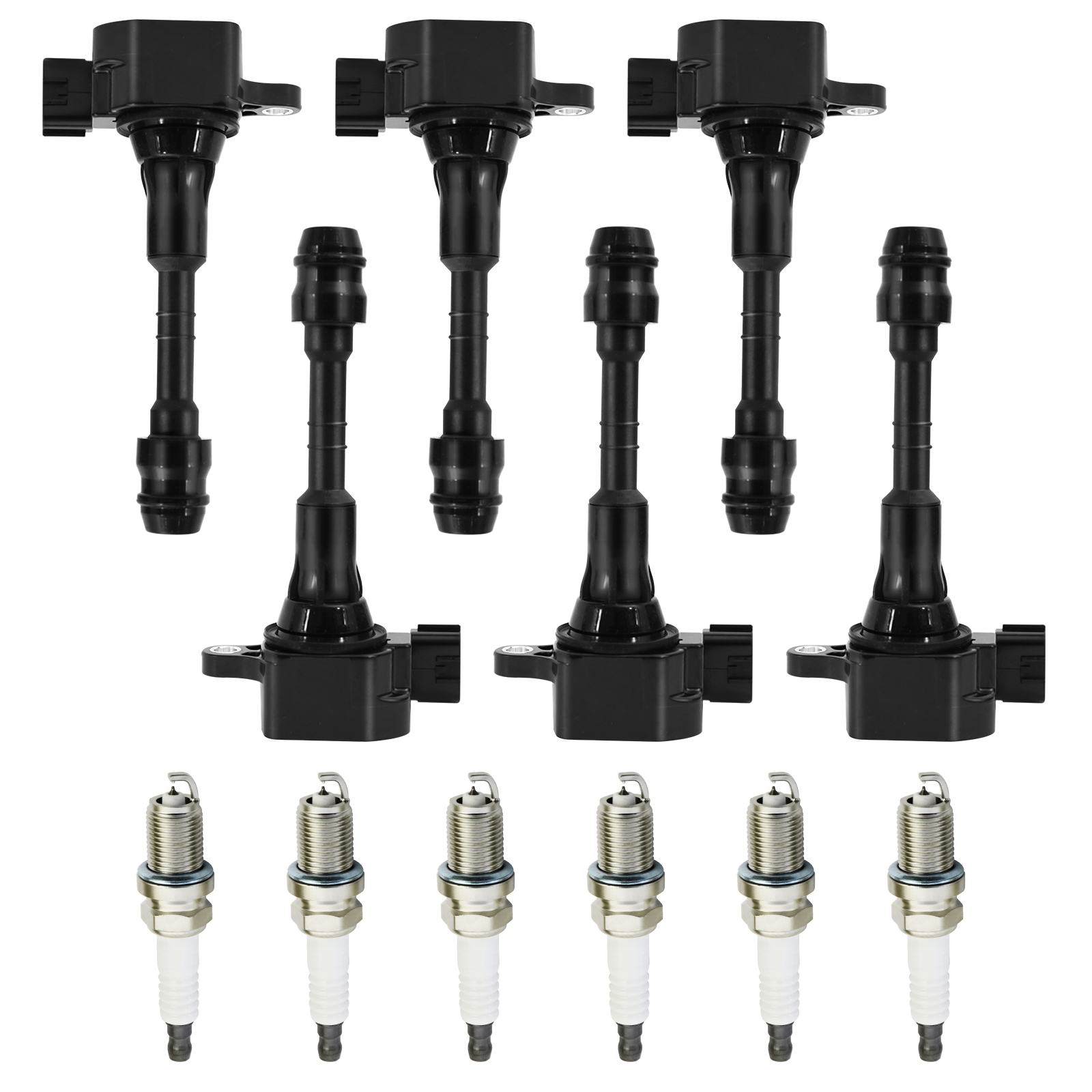 6PCS Ignition Coil & Spark Plug Kit for Nissan Altima Frontier Maxima Quest Pathfinder UF349+22401-5M015