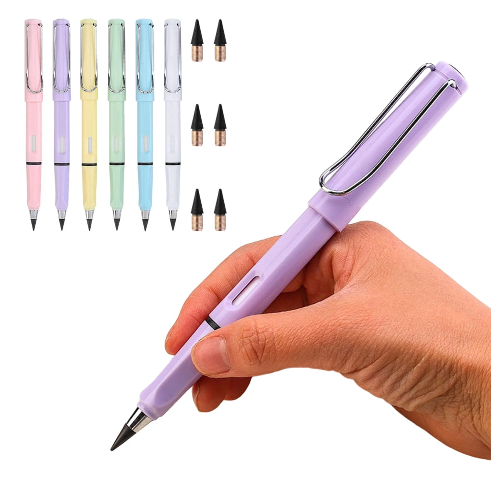 6PCS Inkless Forever Metal Pencils Long-lasting Removable Pencil for  Meeting Taking Note