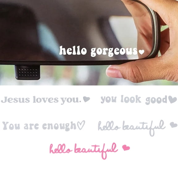 6PCS Inspirational Quote Mirror Decal Hello Gorgeous Decal Motivational Sentence Wall Sticker Decor Mirror Peel and Stick Wall Art for Bedroom Living Room Office Bathroom Mirror Decoration