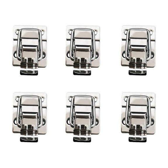 6PCS Iron Heavy Duty Chest Trunk Latch Hasp Toggle Case Tool Box Lock Latch Clamps (Silver)
