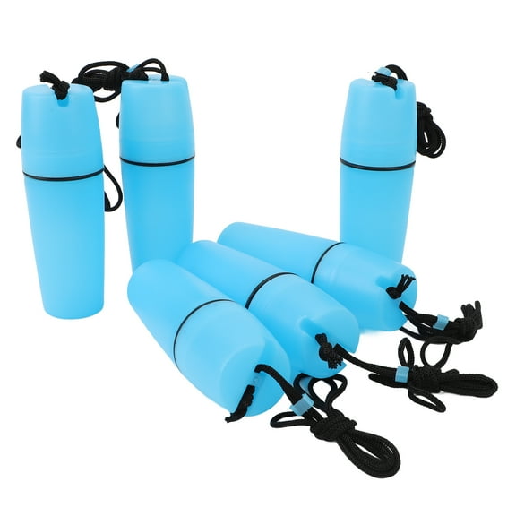 6PCS Kayak Container Bottle ABS Waterproof Portable Sealed Dry Canister with Hook Rope for Diving Snorkeling Surfing Kayaking Boating Blue