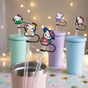 Ivasky 6PCS Kitty Silicone Straw Covers, Topper, Tips | Straw Toppers | Leak-Proof & Dust-Proof Multicolor
