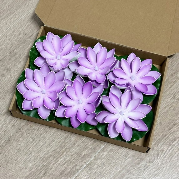 6PCS LED Floating Pool Lights - Water Induction Energy-Saving Night Lamps for Garden Decoration - Flameless Tealight Candles,Purple