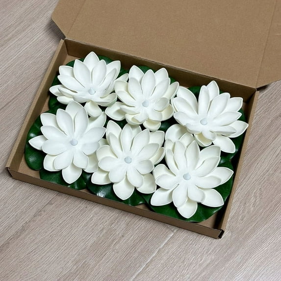 6PCS LED Floating Pool Lights - Water Induction Energy-Saving Night Lamps for Garden Decoration - Flameless Tealight Candles,White