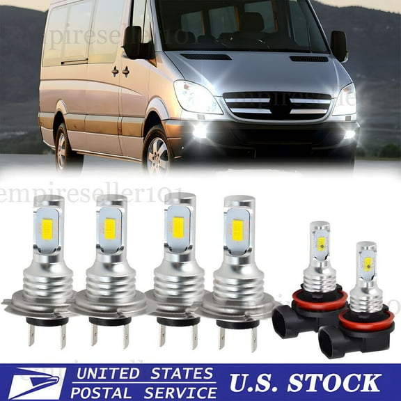 6PCS LED Headlights +Fog Light Bulbs For Mercedes-Benz Sprinter 2500 3500 2011-2018