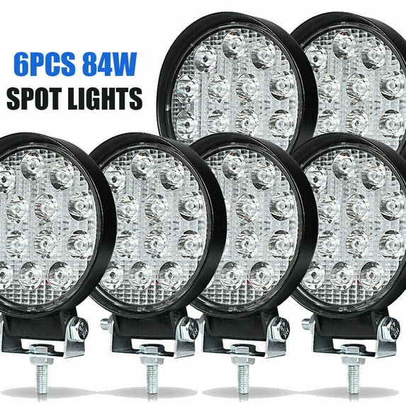 6PCS LED Work Light SPOT Lights For Truck Off Road Tractor ATV Round 84W 4inch