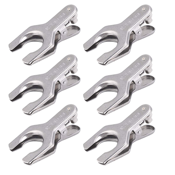6PCS Lab Clamp, Stainless Steel Pinch Clamp Beaker Holder Flask Metal Spherical Joint pwm25