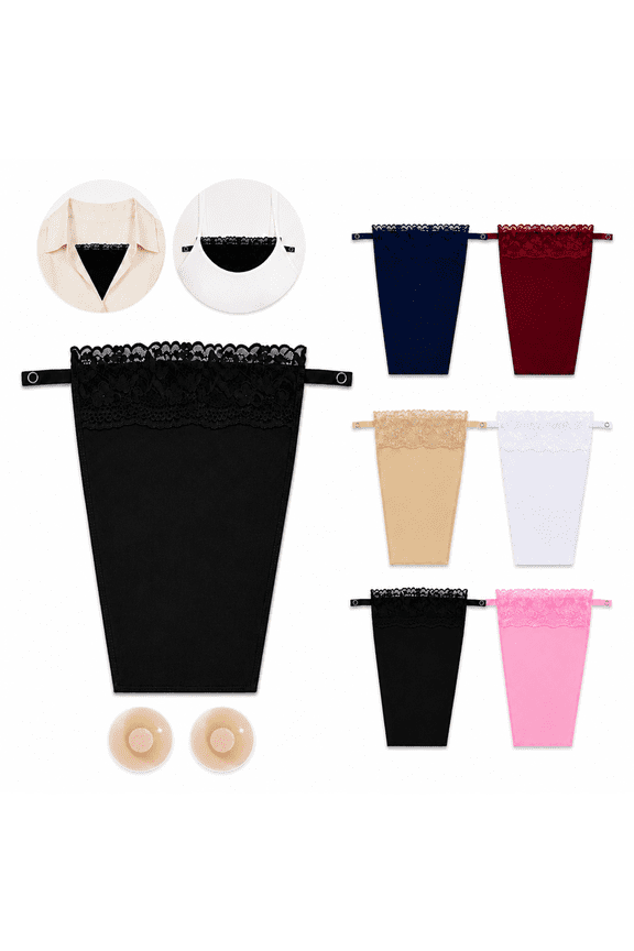 6PCS Lace Modesty Panels for Low Cut Tops, Women's Clip-on Imitation Camisole Bra Insert Overlay Modesty Vest, Lace Anti Peep Anti-Exposure Mock Camisole Invisible Bra Vest for Low-Cut Tops, Dress