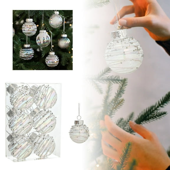 6PCS Large Christmas Ornaments - 60mm White Shatterproof Hanging Balls for Xmas Tree, Holiday & Festive Decorations