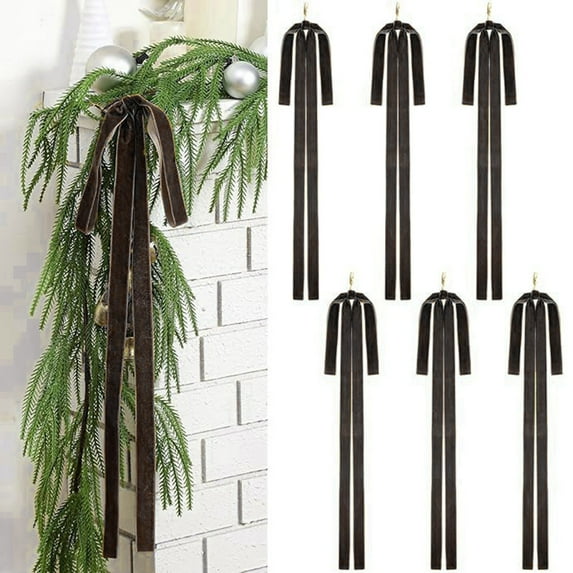 6PCS Large Velvet Christmas Bows 23.5x15.5 Inch Rustic Velvet Bows for Xmas Tree Wreath DIY Craft Gift Wrapping Decor