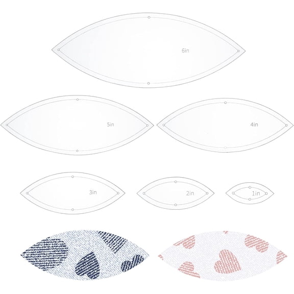 6PCS Leaf Quilting Templates Set 1" 2" 3" 4" 5" 6" Transparent Acrylic Quilting Rulers Templates 2.5mm Thick Stencils